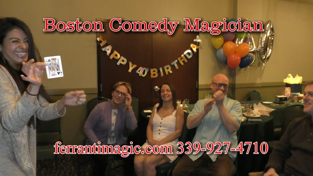 Boston Comedy Magician The Best in Magic Entertainment Boston Comedy Parlor Magician Joe Ferranti entertains at a 40th Birthday Party