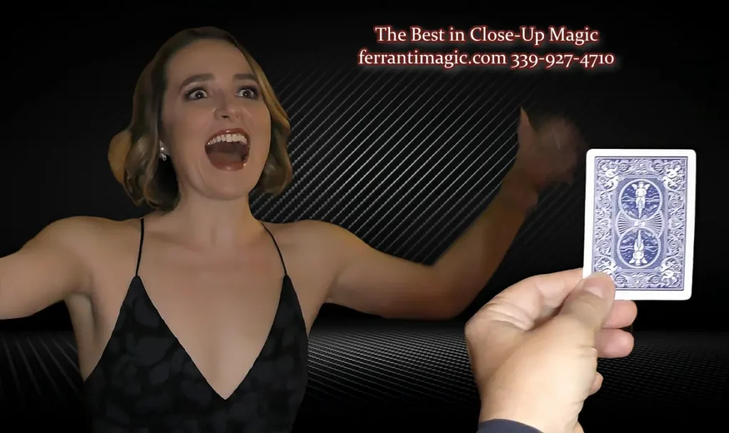 Boston Magician The Best in Magic Entertainment Boston Magician Joe Ferranti performs magic as a young woman asksHow